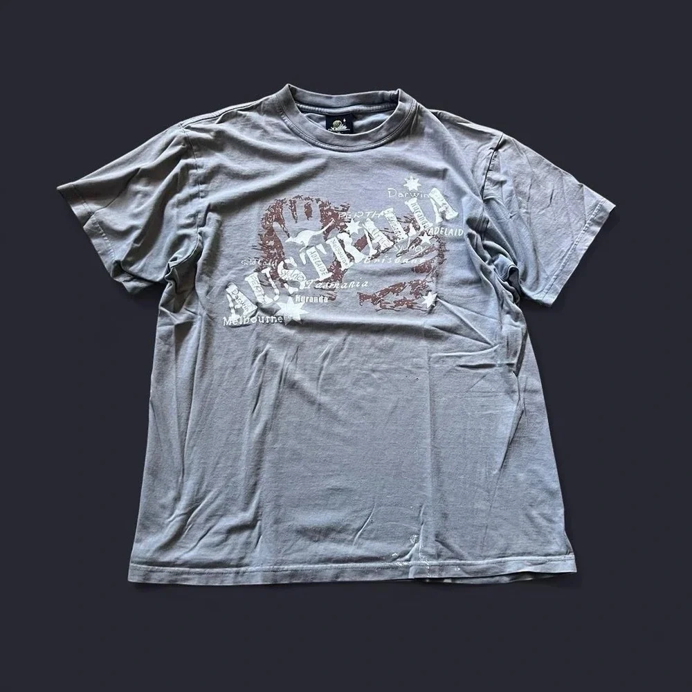 Faded And Distressed Y2K Australia Short Sleeve T-Shirt Men's Size XL Grunge